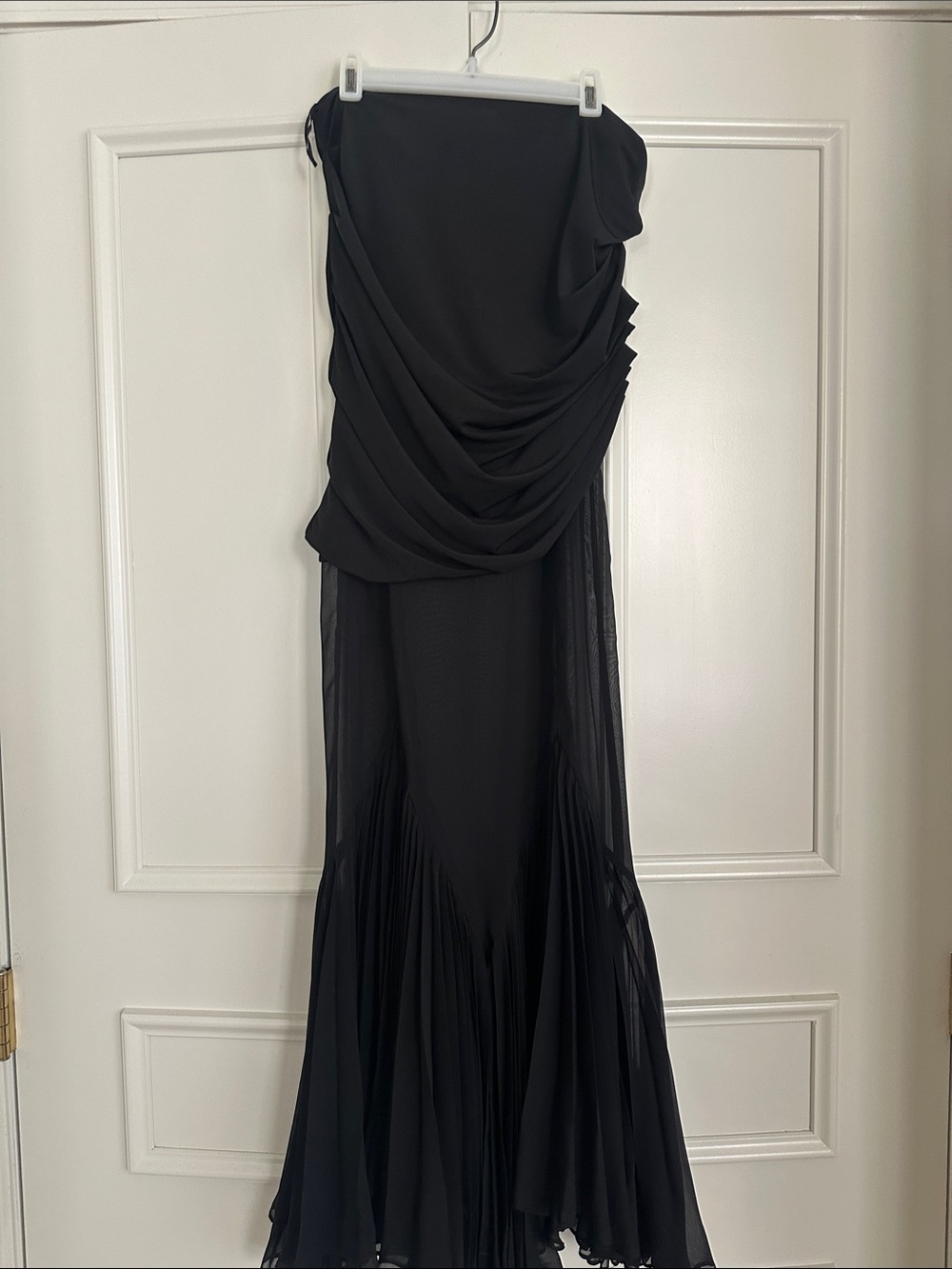 L'Academie Black Draped Maxi Skirt